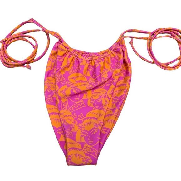 Ed Hardy RARE Geisha ‘Lady’ Bright Pink Orange String Side Tie Bikini Medium - Picture 2 of 7
